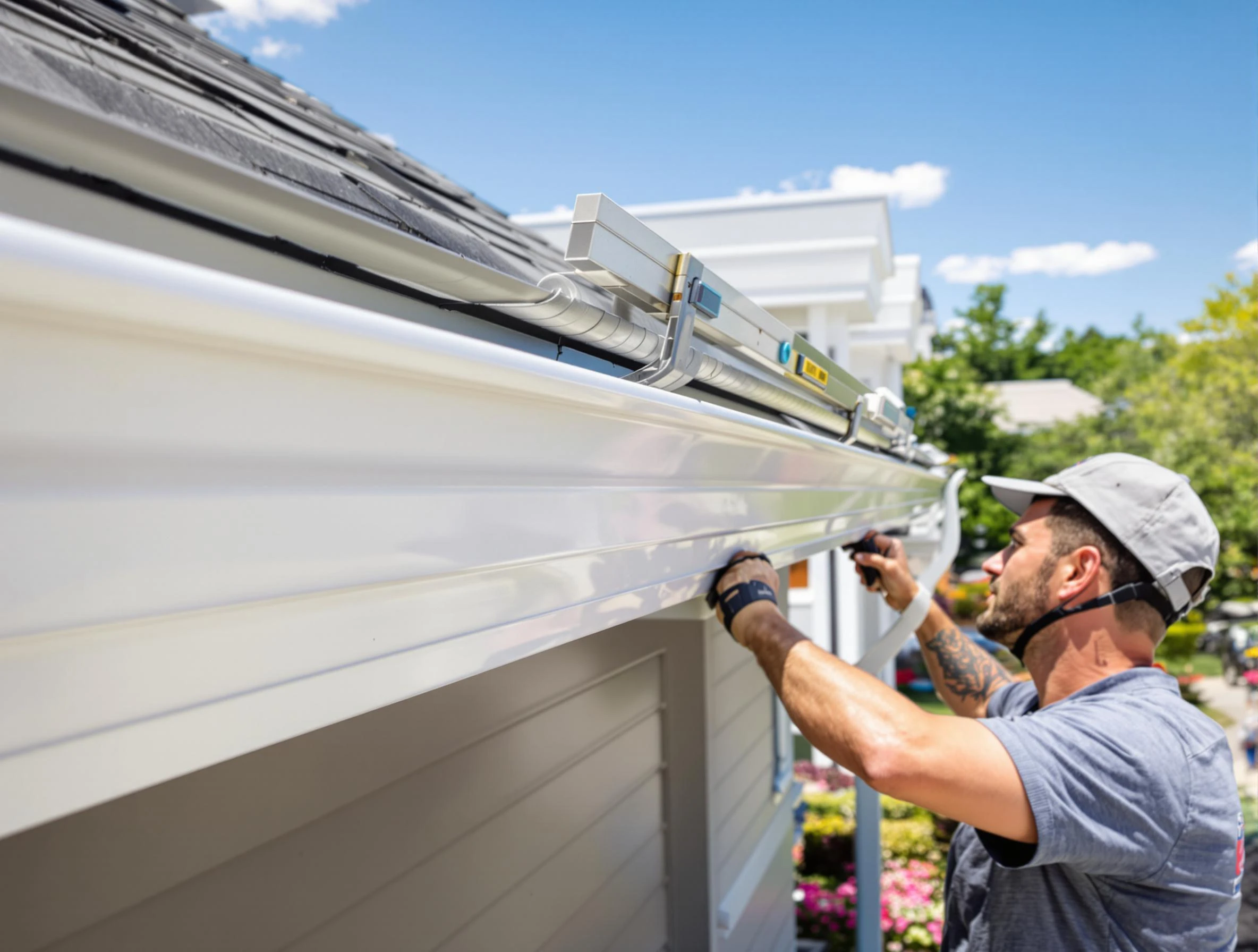 Newly installed gutters by Parma Roofing Company for a home in Parma, OH
