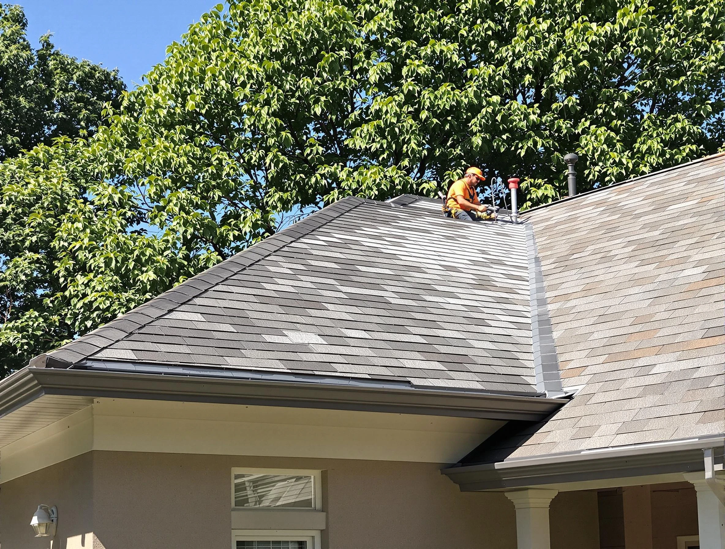 Newly completed shingle roofing by Parma Roofing Company in Parma, OH